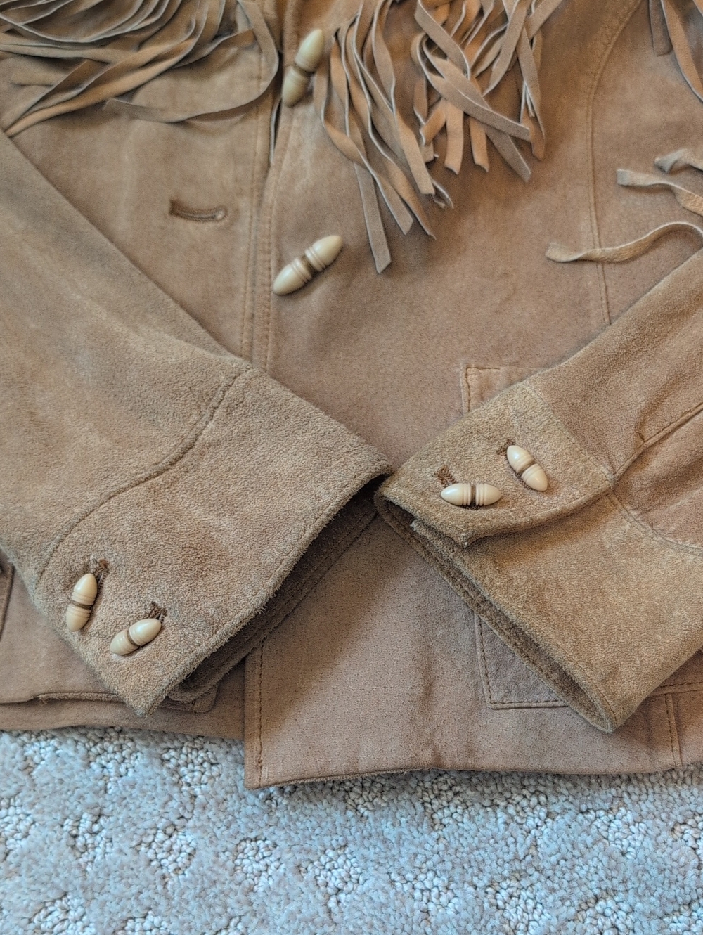 Vintage Ralph Lauren Tan Suede Fringe Leather Jacket - Picture 11 of 13